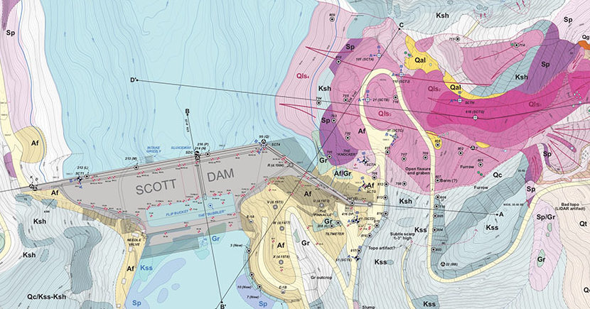 Geologic map showing "the knocker".