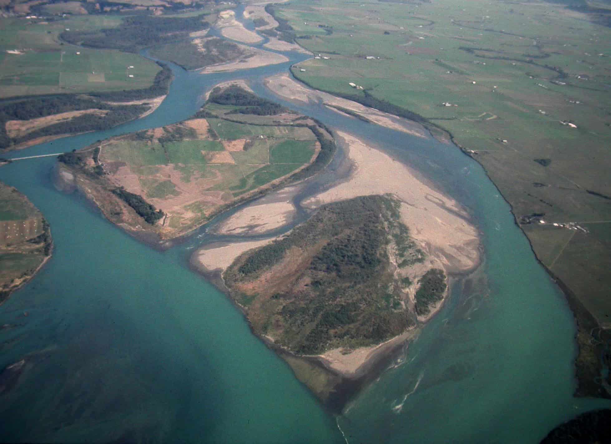 An overhead view of Cock Robin Island in the Eel River estuary.