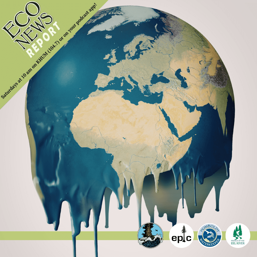 The Eco News Report airs live on Saturdays at 10 A.M. on K. HUM 104.7 or on your podcast app. The show is brought to you by the North coast Environmental Center, the Environmental Protection Information Center, Humboldt Waterkeeper, and Friends of the Eel River.